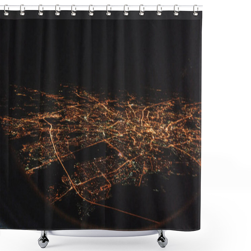 Personality  Night View Of Beijing. Airplane View. Night Lights Of The City. Sky View From Plane Shower Curtains