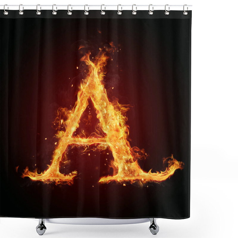 Personality  Fire Letter On Black Background Shower Curtains