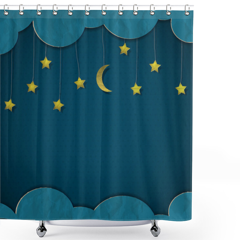 Personality  Moon And Stars. Vector Paper-art Shower Curtains