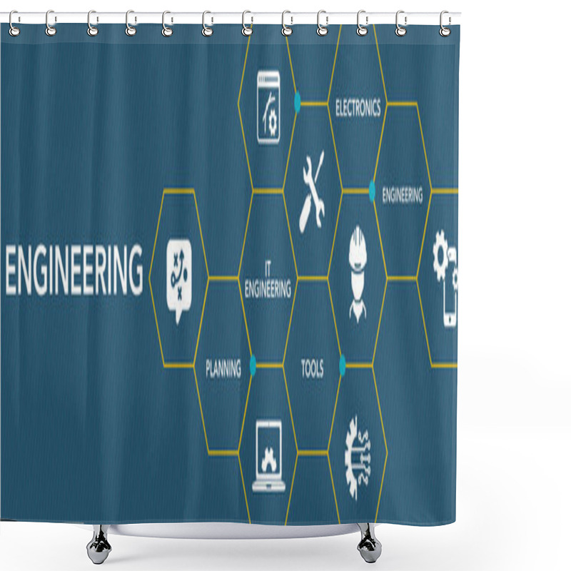 Personality  Engneering Icon Concept Shower Curtains