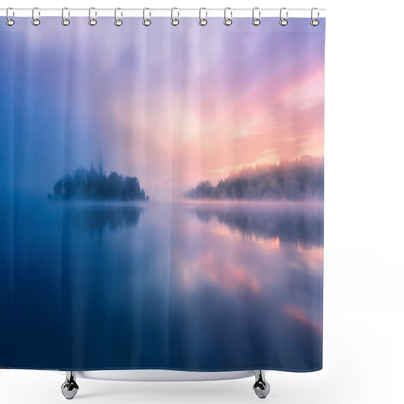 Personality  Misty Morning In Lake Bled Shower Curtains