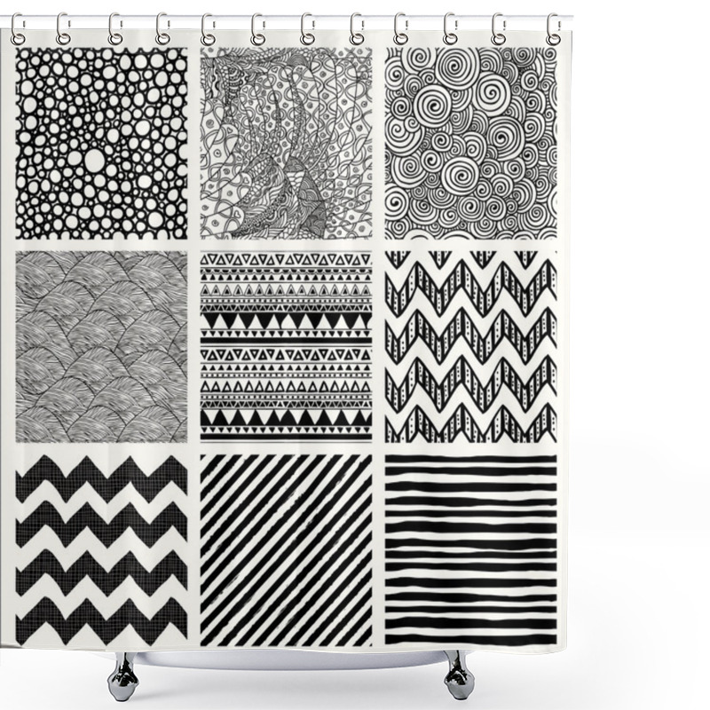 Personality  Abstract Hand Drawn Seamless Background Patterns Shower Curtains