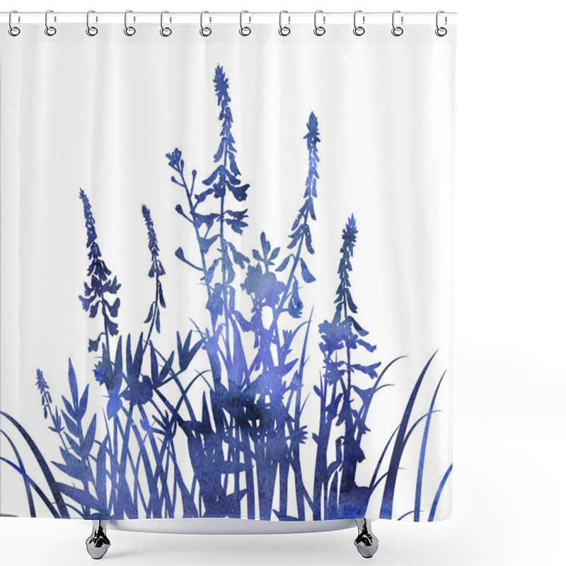 Personality  Silhouettes Of Flowers And Grass Shower Curtains