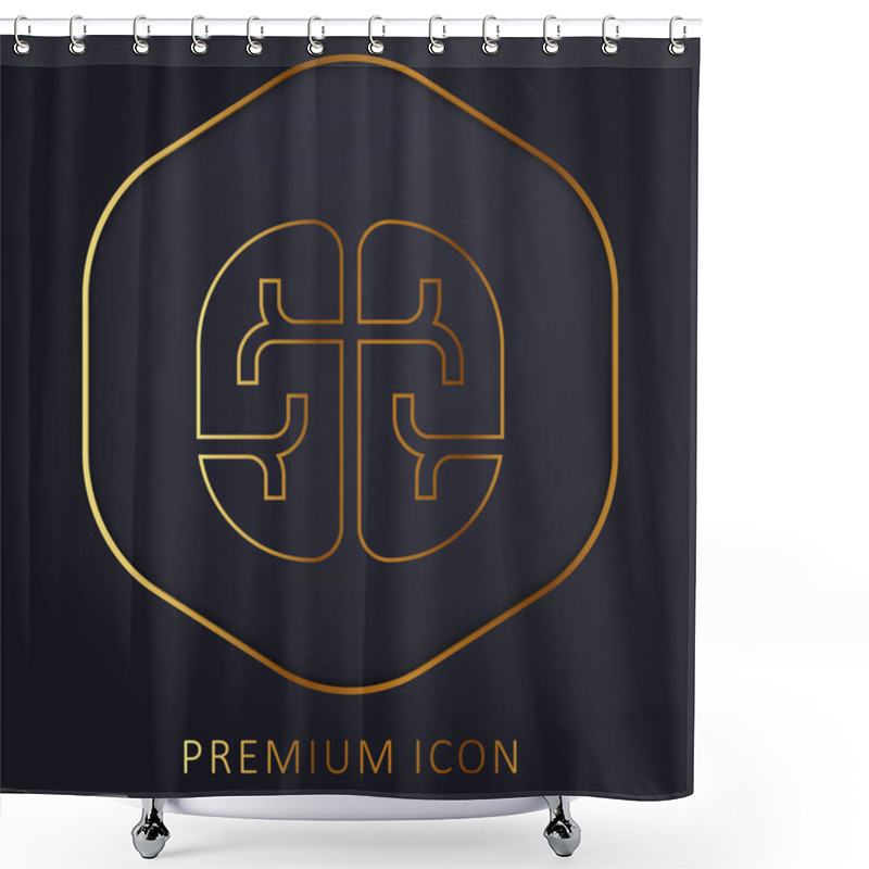 Personality  Brain Golden Line Premium Logo Or Icon Shower Curtains