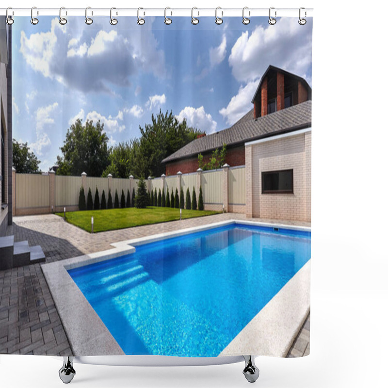 Personality  House With Swimming Pool Indoor Shower Curtains