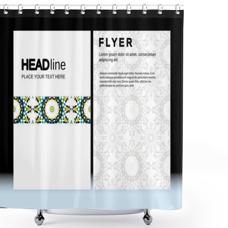 Personality  Abstract Moroccan Geometric Brochure Flyer Design Layout Vector Template In A4 Size, Vertical, CMYK Colors, Free Fonts Are Used. Good Document Structure. Shower Curtains