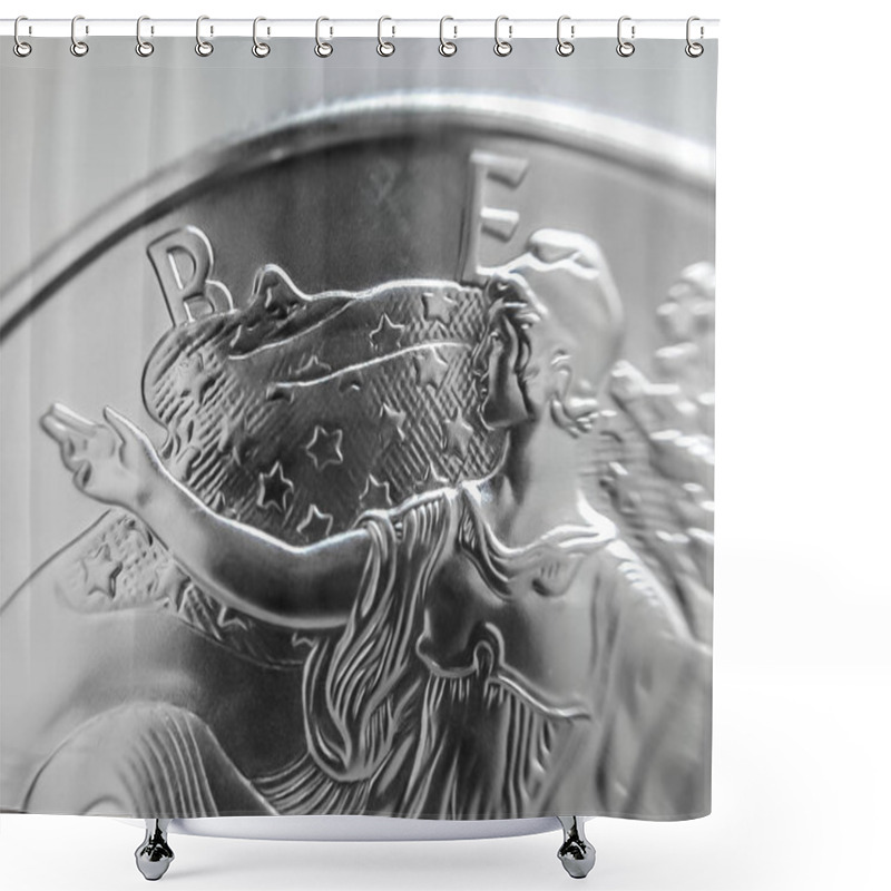 Personality  Macro Close Up Of A Pure Silver Bullion Coin Shower Curtains