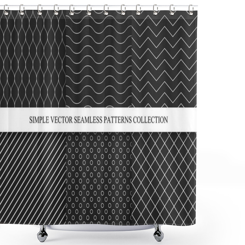 Personality  Seamless Dark Geometric Minimalistic Patterns. Shower Curtains