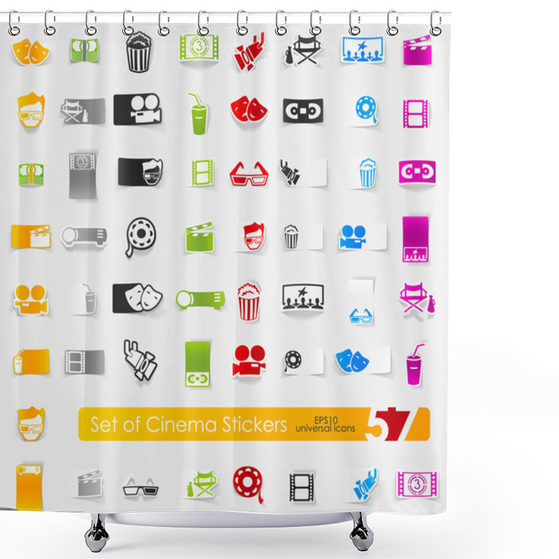 Personality  Set Of Cinema Stickers Shower Curtains