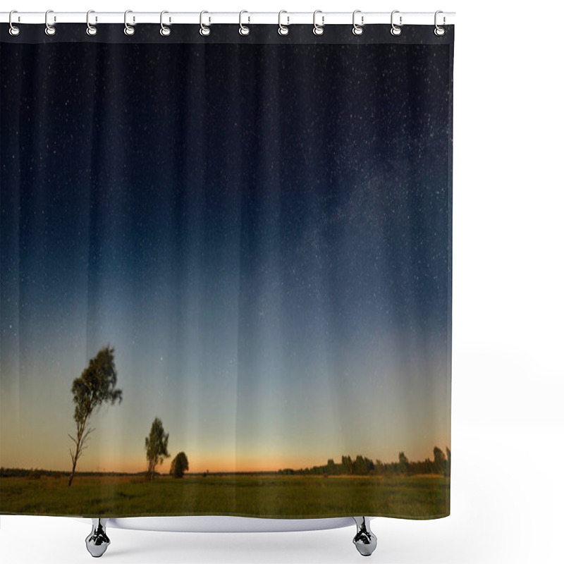 Personality  Sunset Rural Landscape With Starry Sky Shower Curtains