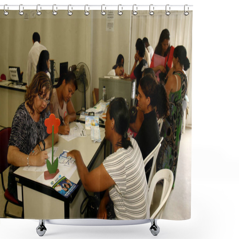 Personality  Vitoria Da Conquista, Bahia, Brazil - October 31, 2011: People Are Seen While Attending The Registration Service In The Bolsa Familia Program In The City Of Vitoria Da Conquista. Shower Curtains