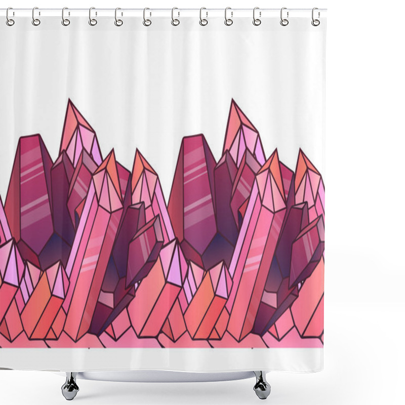 Personality  Seamless Border With Cartoon Pink Crystals.   Shower Curtains