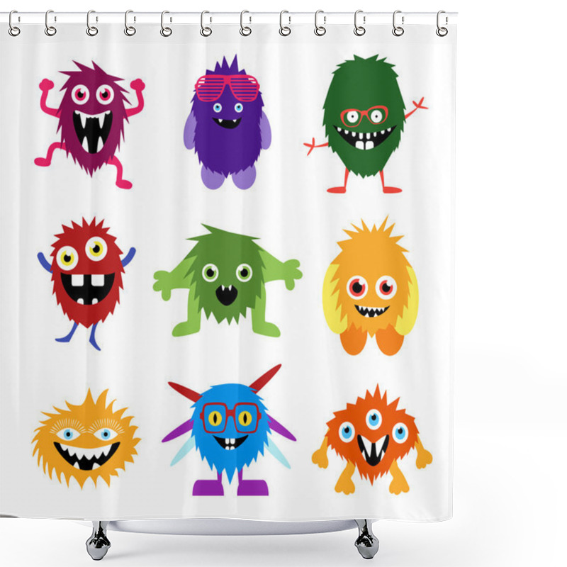 Personality  Vector Set Of Cartoon Cute Monsters And Aliens. Shower Curtains