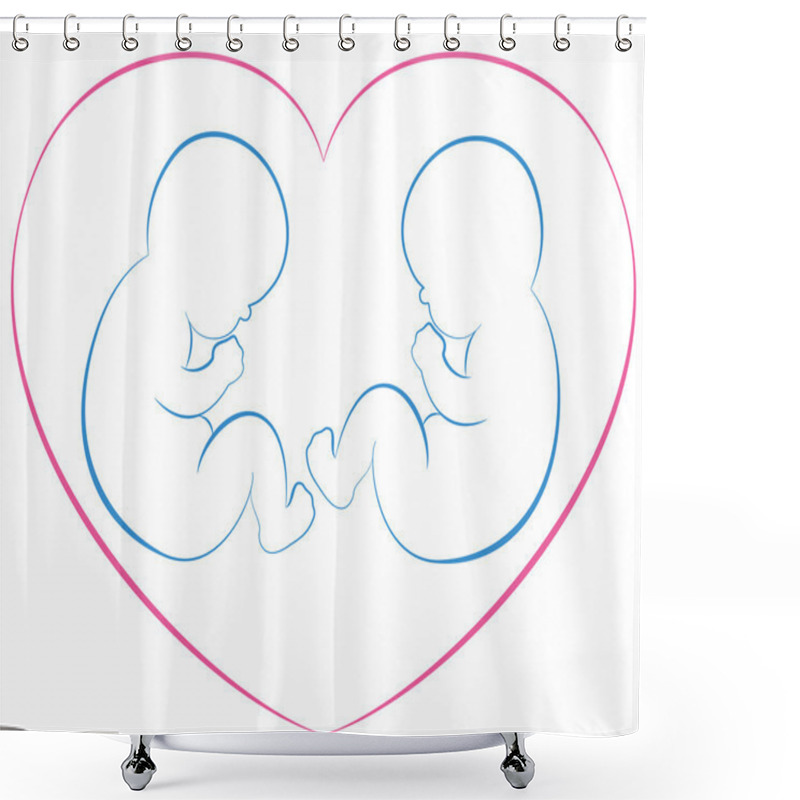 Personality  Twins Babies Heart Shower Curtains