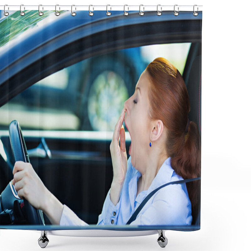 Personality  Sleepy Fatigued Driver, Driving Car Shower Curtains