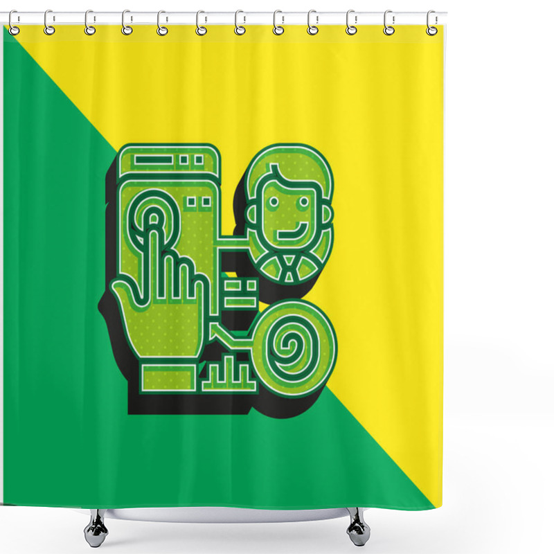 Personality  Biometric Green And Yellow Modern 3d Vector Icon Logo Shower Curtains