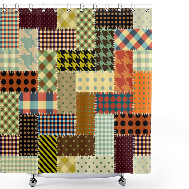 Personality  Patchwork Textile Pattern. Seamless Quilting Design Background. Shower Curtains