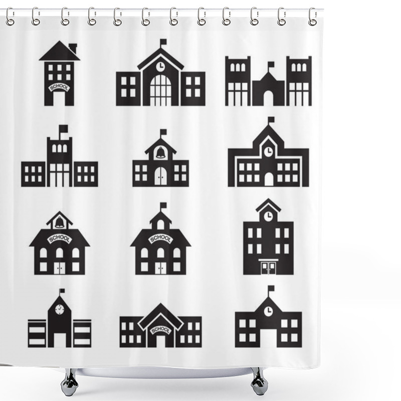 Personality  School Building Icon Shower Curtains