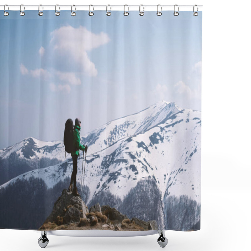 Personality  Amazing Landscape With Snowy Mountains Range Shower Curtains