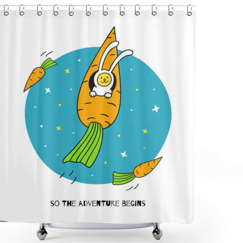 Personality   Bunny Rabbit Astronaut  Shower Curtains