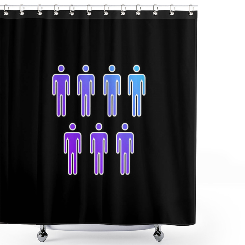 Personality  7 Persons Male Silhouettes Blue Gradient Vector Icon Shower Curtains