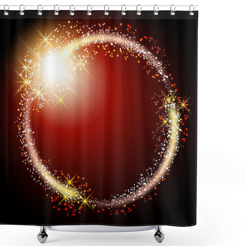 Personality  Glowing Round Frame With Stars Shower Curtains