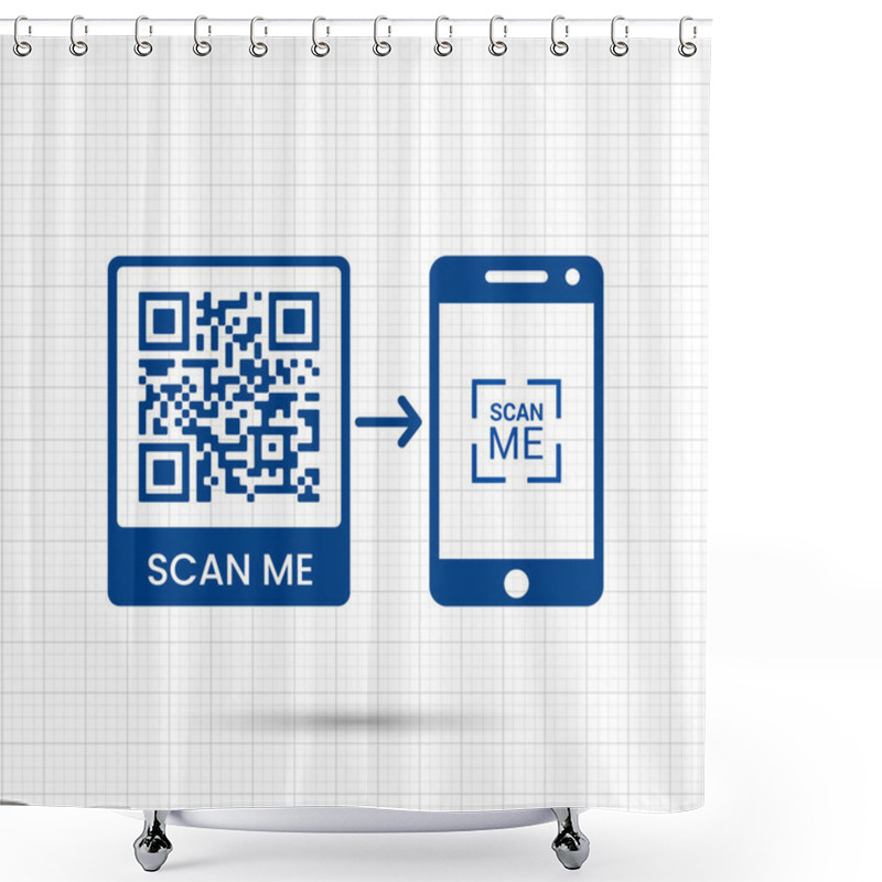 Personality  QR Code For Inscription Scan Me Icon. Qr Code For Payment Shower Curtains