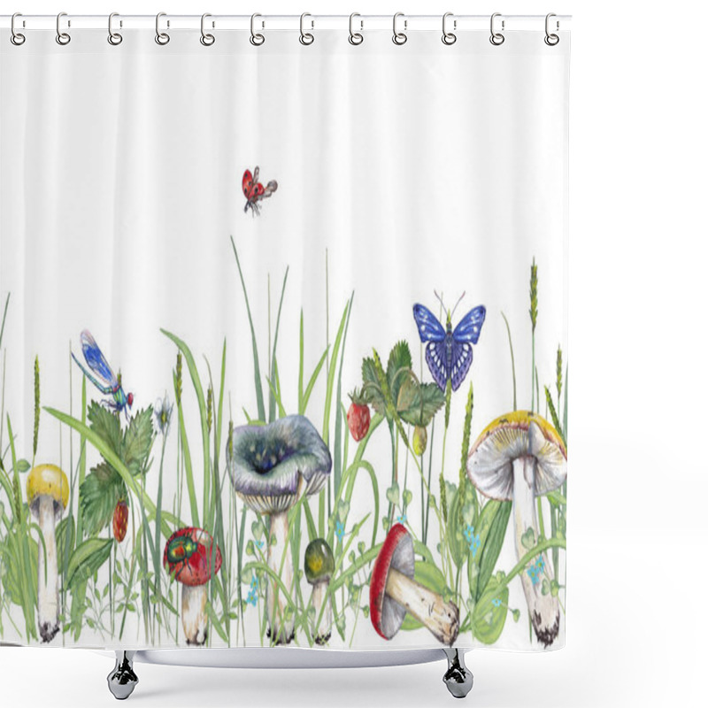 Personality  Summer Forest. Seamless Border. Shower Curtains