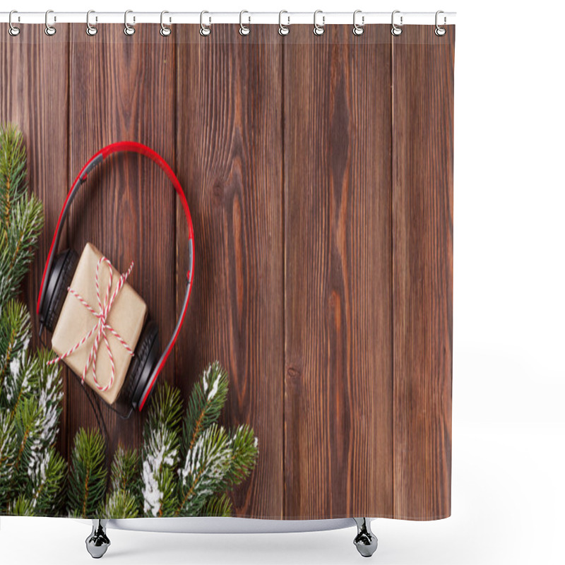 Personality  Christmas Gift Box With Headphones Shower Curtains