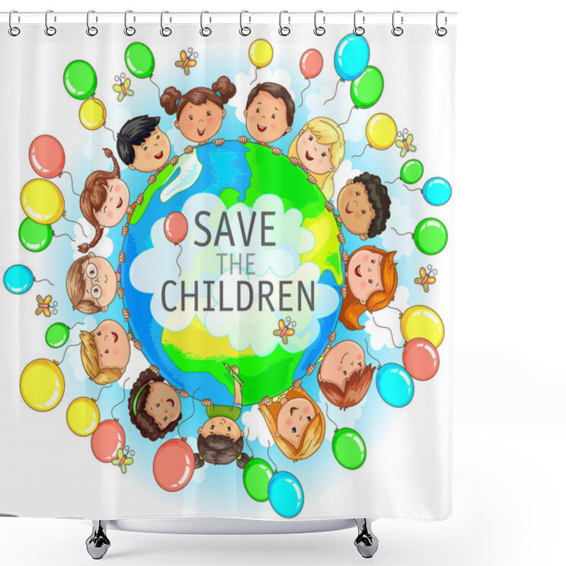 Personality  Save The Bright Children Illustration Shower Curtains