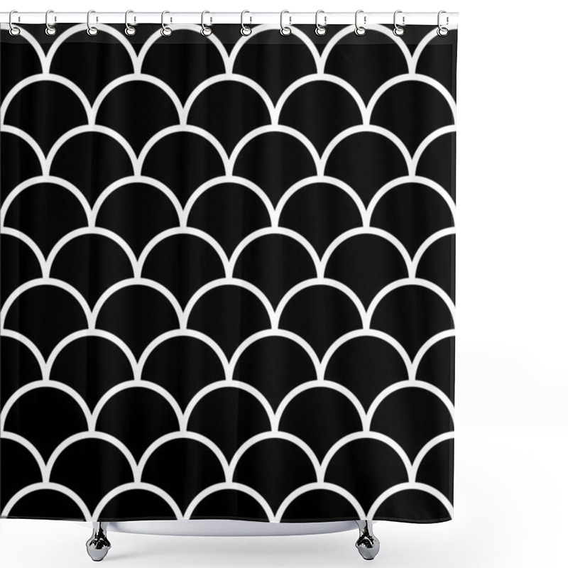 Personality  Vector Fish Scale Seamless Pattern . Monochrome Geometric Texture. Shower Curtains