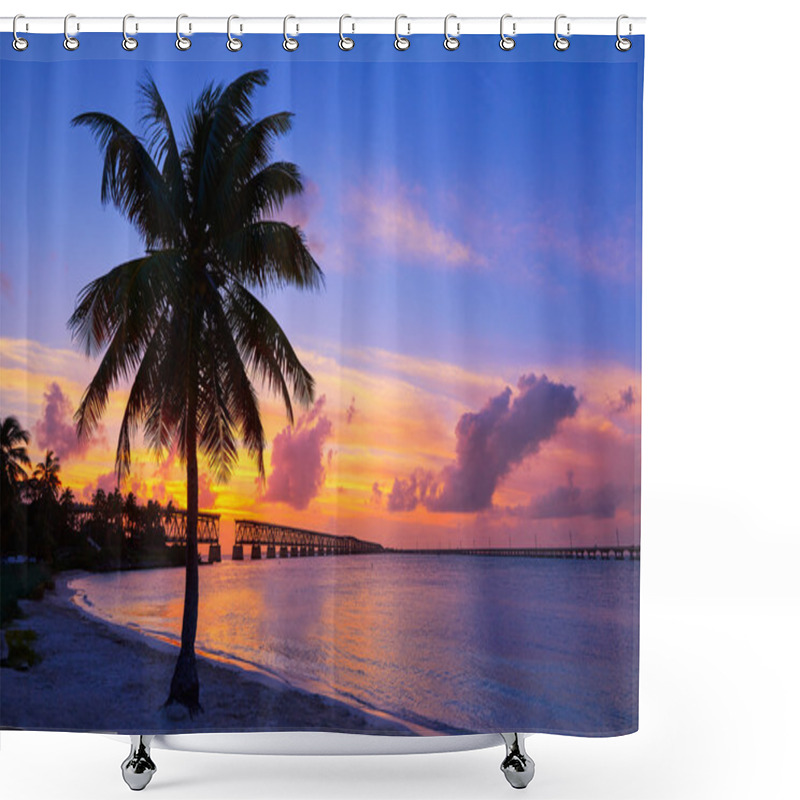 Personality  Florida Keys Old Bridge Sunset At Bahia Honda Shower Curtains