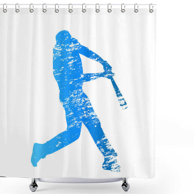 Personality  Scratched Vector Silhouette Of Baseball Batter Shower Curtains