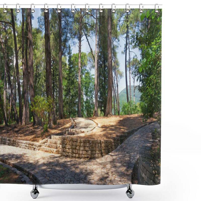 Personality  Pathways In Park. Montenegro, View Of Botanical Garden (Large Town Park ) In Tivat City Shower Curtains