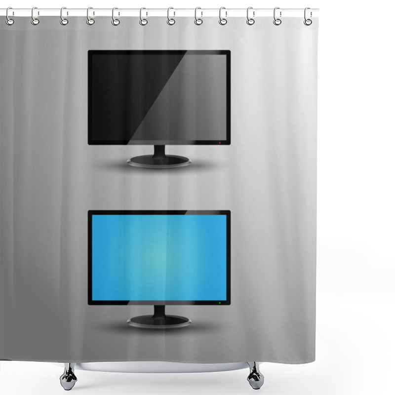 Personality  Realistic Illustration Of An LCD Monitor With Editable Screen, Plus Screen When Its Idle Or Off Shower Curtains