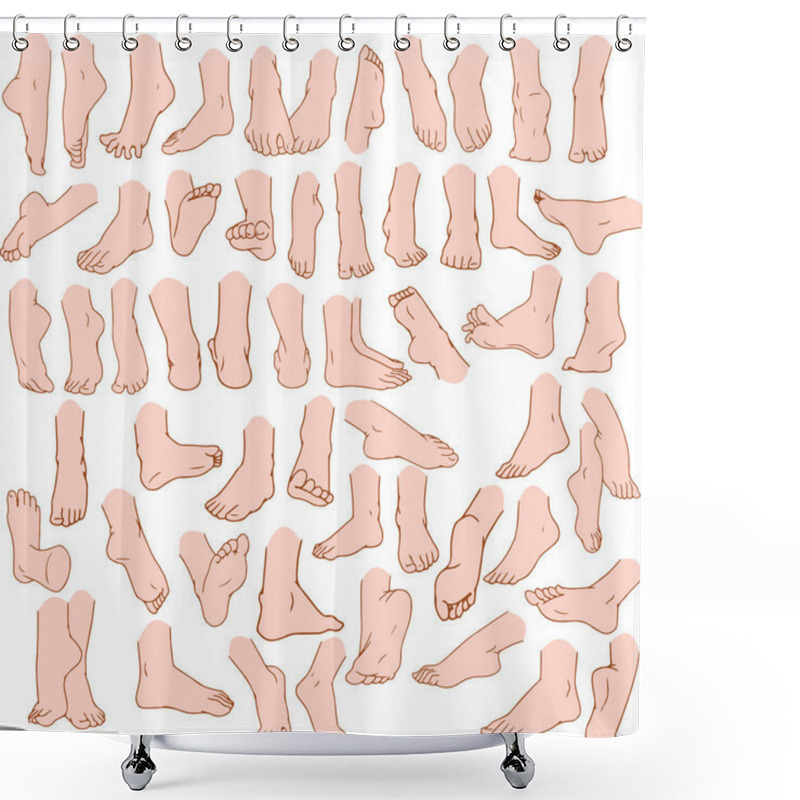 Personality  Woman Man Feet Pack 3 Shower Curtains