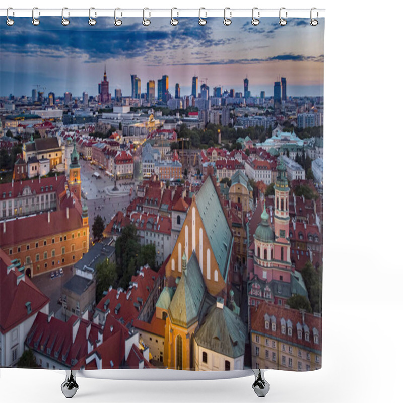 Personality  Warsaw, Poland. Aerial View Of The City  Shower Curtains