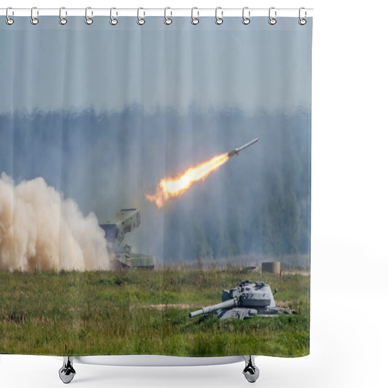 Personality  Launching Military Rockets In The Woodlands, War Shot Defense Attack Shower Curtains