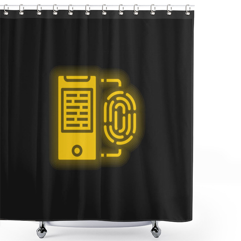 Personality  Biometric Yellow Glowing Neon Icon Shower Curtains