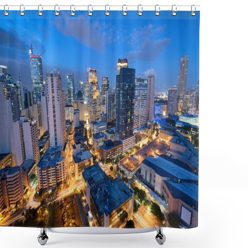 Personality  Makati Skyline, Manila - Philippines. Shower Curtains