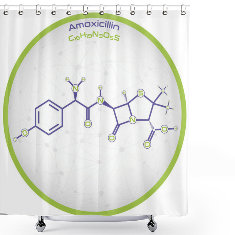 Personality  Large And Detailed Infographic Of The Molecule Of Amoxicillin Shower Curtains