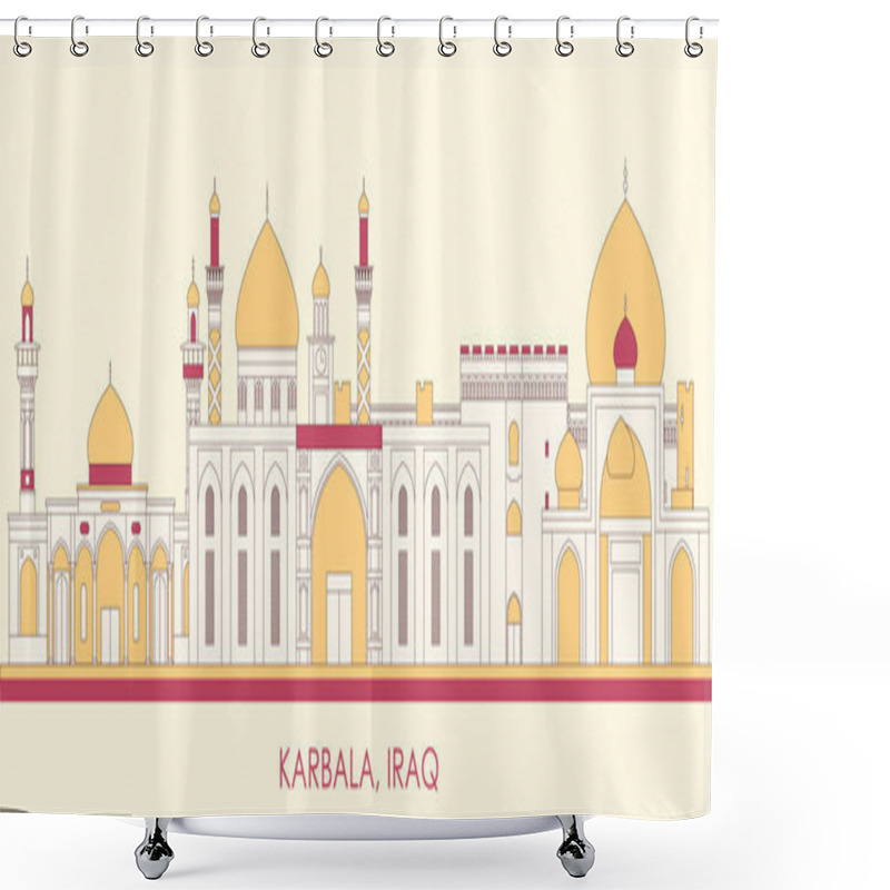 Personality  Cartoon Skyline Panorama Of City Of Karbala, Iraq - Vector Illustration Shower Curtains