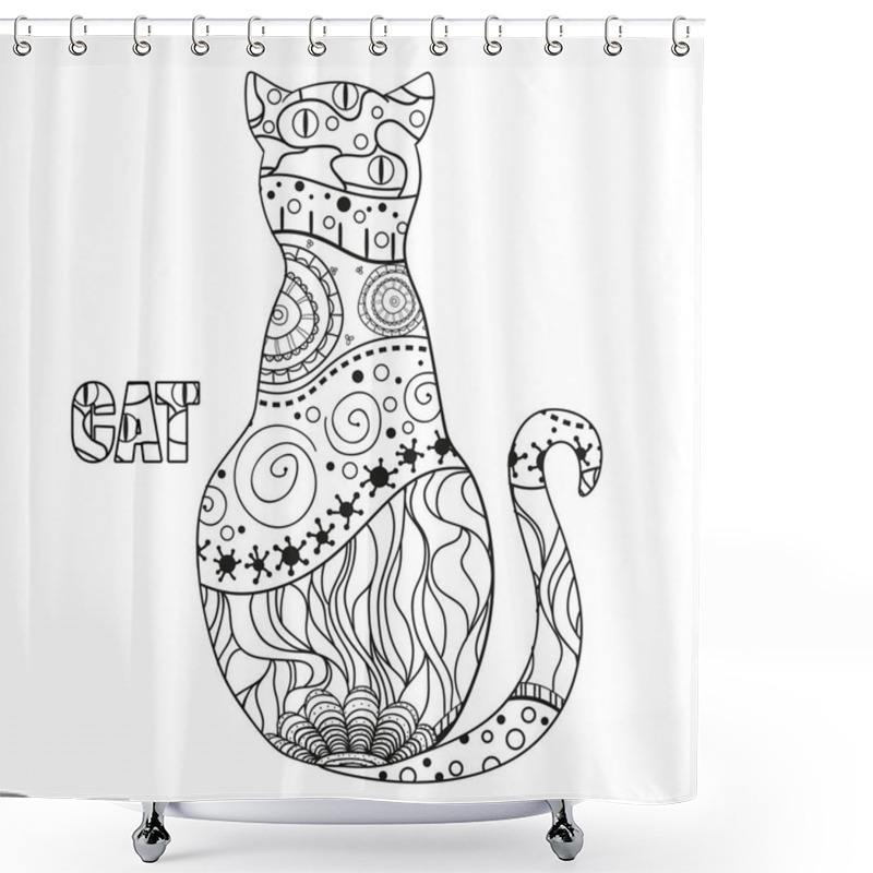 Personality  Cat. Design Zentangle. Shower Curtains