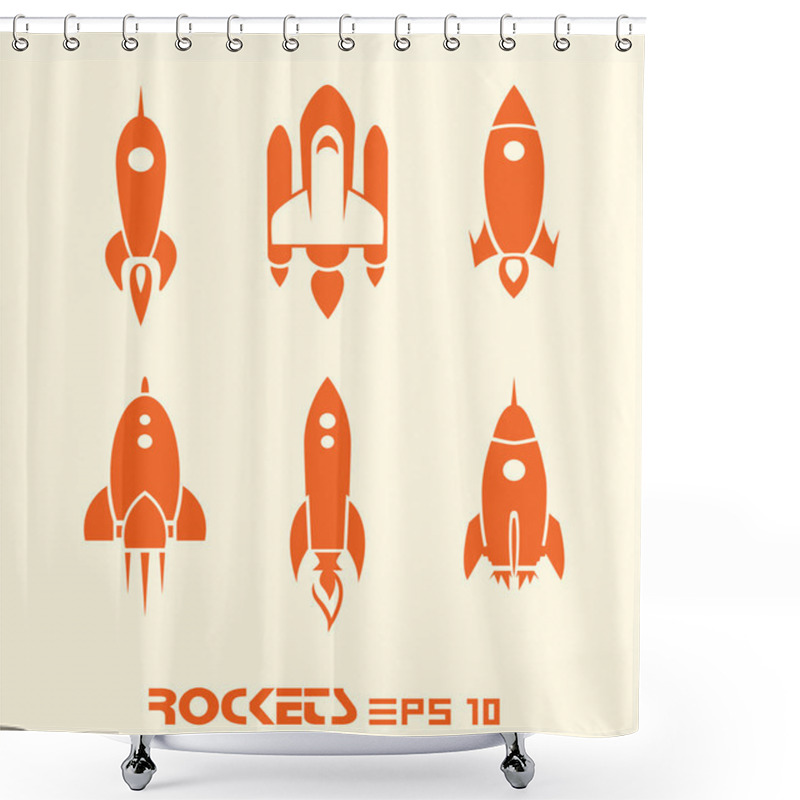 Personality  Rocket Icons Shower Curtains