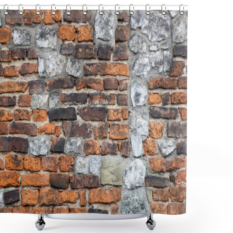 Personality  Old Rustic Brick And Stone Wall Texture Shower Curtains