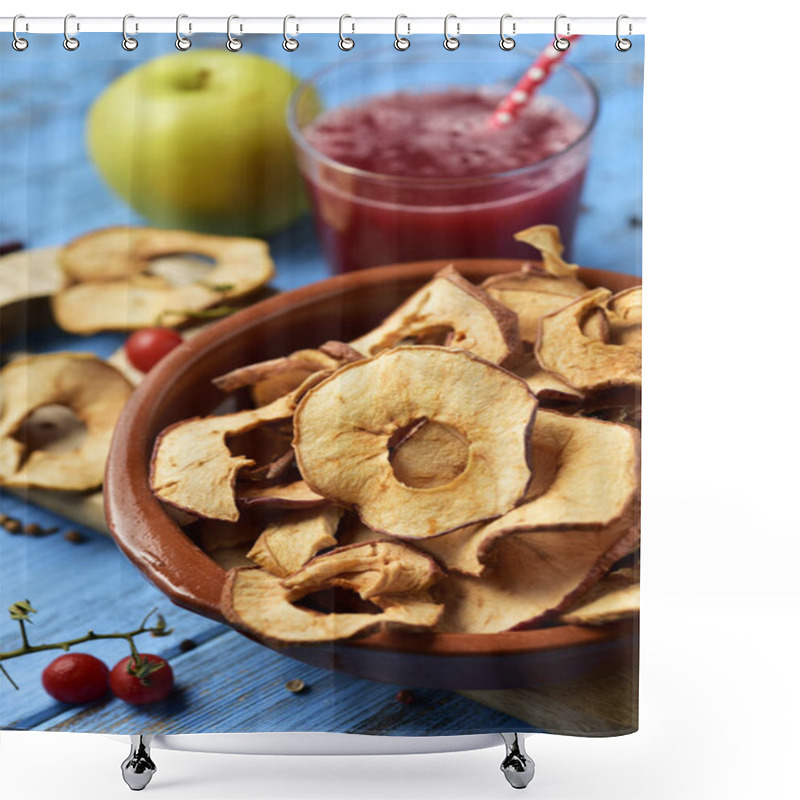 Personality  Slices Of Dried Apple Served As Appetizer Or Snack Shower Curtains