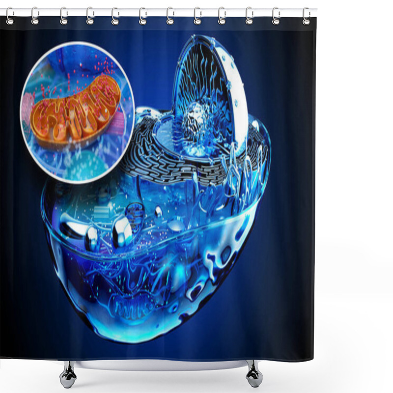 Personality  Abstract 3D Illustration Of The Biological Cell And The Mitochondria Shower Curtains