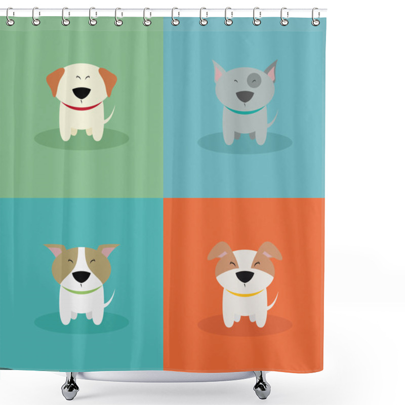 Personality  Cute Cartoon Dogs Shower Curtains