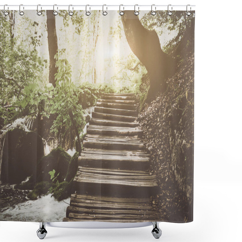 Personality  Retro Hiking Path With Sunlight Shower Curtains