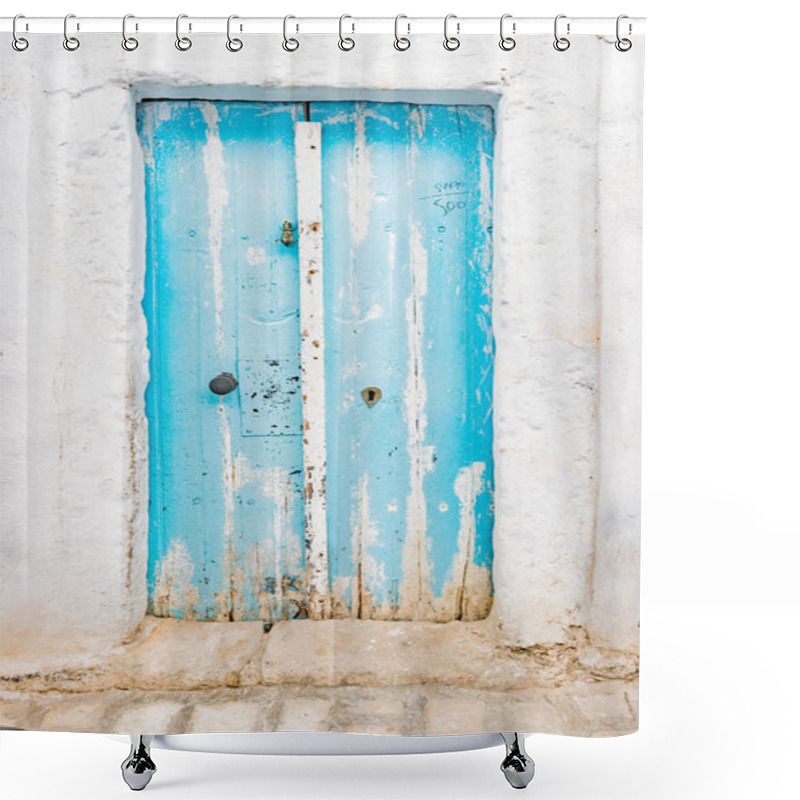 Personality  Traditional Old Painted Door In A Historical District Or Medina, Tunisia. Shower Curtains